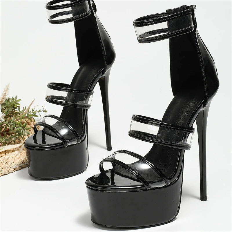 Damskie czarne lakierowane san – Sandal Strappy Heeled recenzja i cena